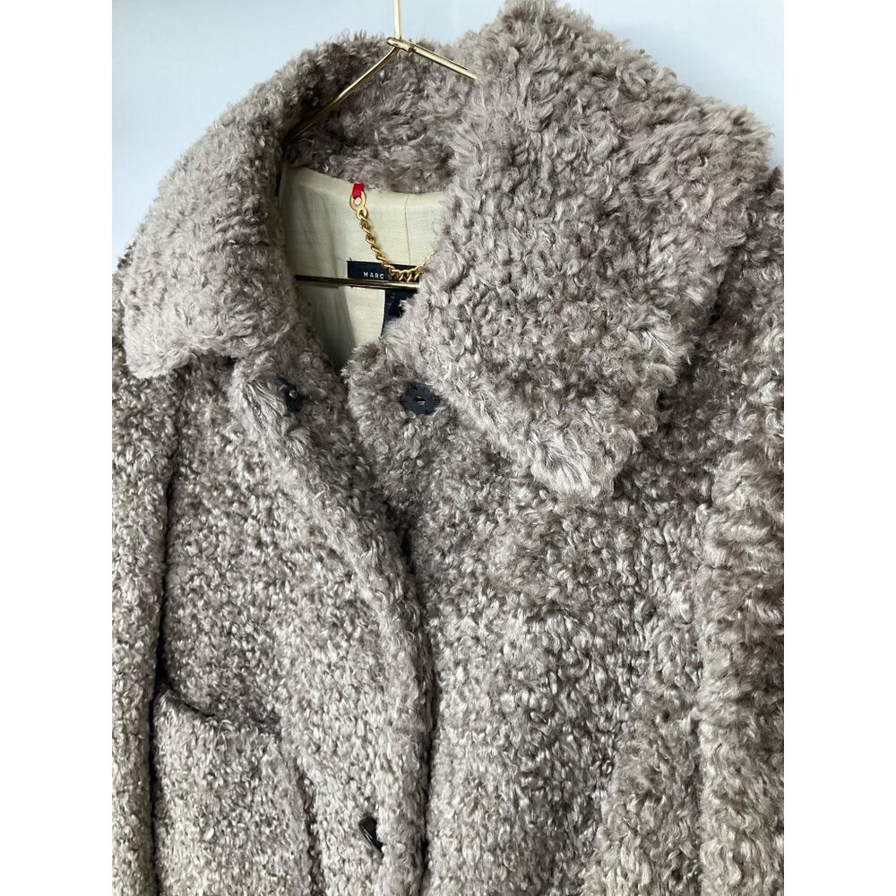 Marc by Marc Jacobs Faux Fur Short Brown Snap Front Coat, size Small - Picture 4 of 9